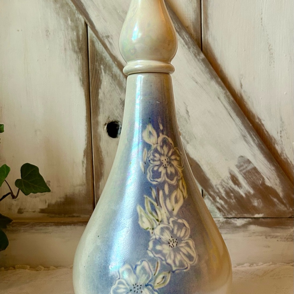 MCM decanter iridescent finish wine floral